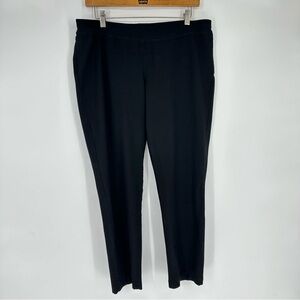 Eileen Fisher Black Stretch Crepe Pull On Slim Straight Leg Pants Large